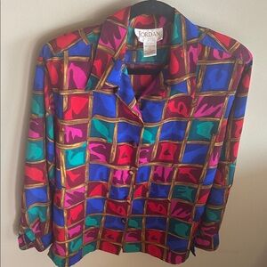 Multicolor Button Down Geometric Print Shirt
